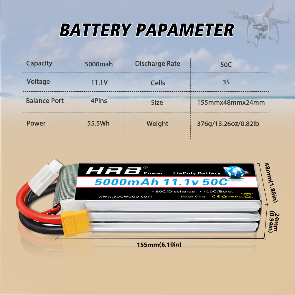 Baterai Lipo HRB 2S 3S 4S 6S 1 - 6S Lipo Battery 22.2V 5000Mah ulasan dan harga